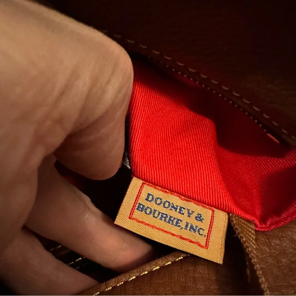 Dooney & Bourke Pebble Leather Satchel Shoulder Bag – Brown with Lock Detail - Picture 10 of 15